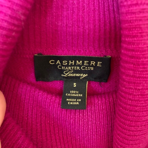 SOLD NWOT Fuchsia Charter Club 100% Cashmere Turtleneck Sweater - Picture 2 of 2